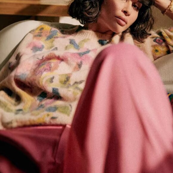 Sezane Orphee Jumper Sweater - Multi Color French Knit Floral Soft Casual - Picture 5 of 12